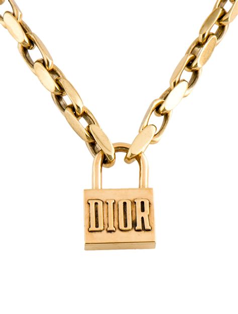 dior padlock necklace gold free shipping|Dior cd lock necklace gold.